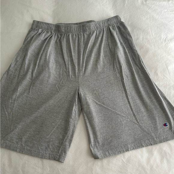 Champion Heather Gray Lounge Shorts, elastic waist w drawstring, pockets, XL T - Picture 1 of 5
